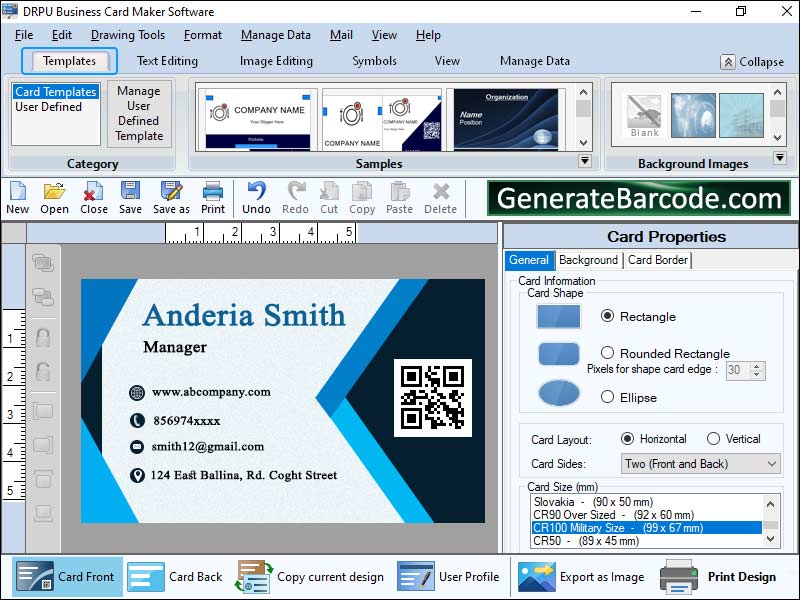 Screenshot of Generate Business Card