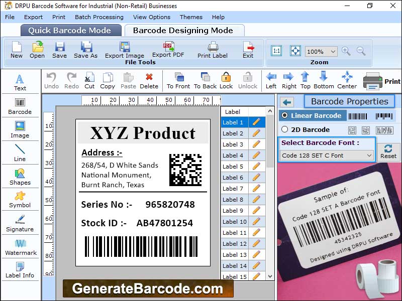 Screenshot of Generate Industrial Barcode