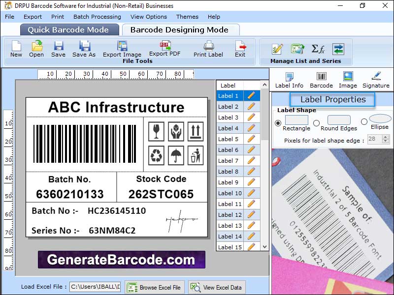 Manufacturing Barcode Software screenshot