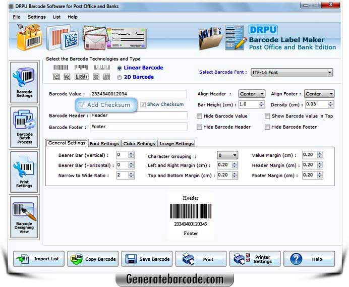 Postal Industry Barcode Software screenshot