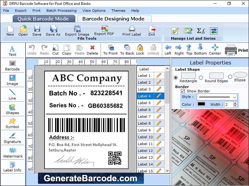 Postal Industry Barcode Software screenshot