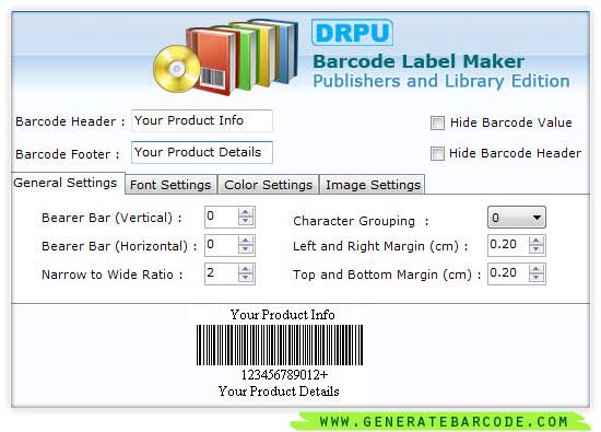 Screenshot of Generate Publisher Barcode