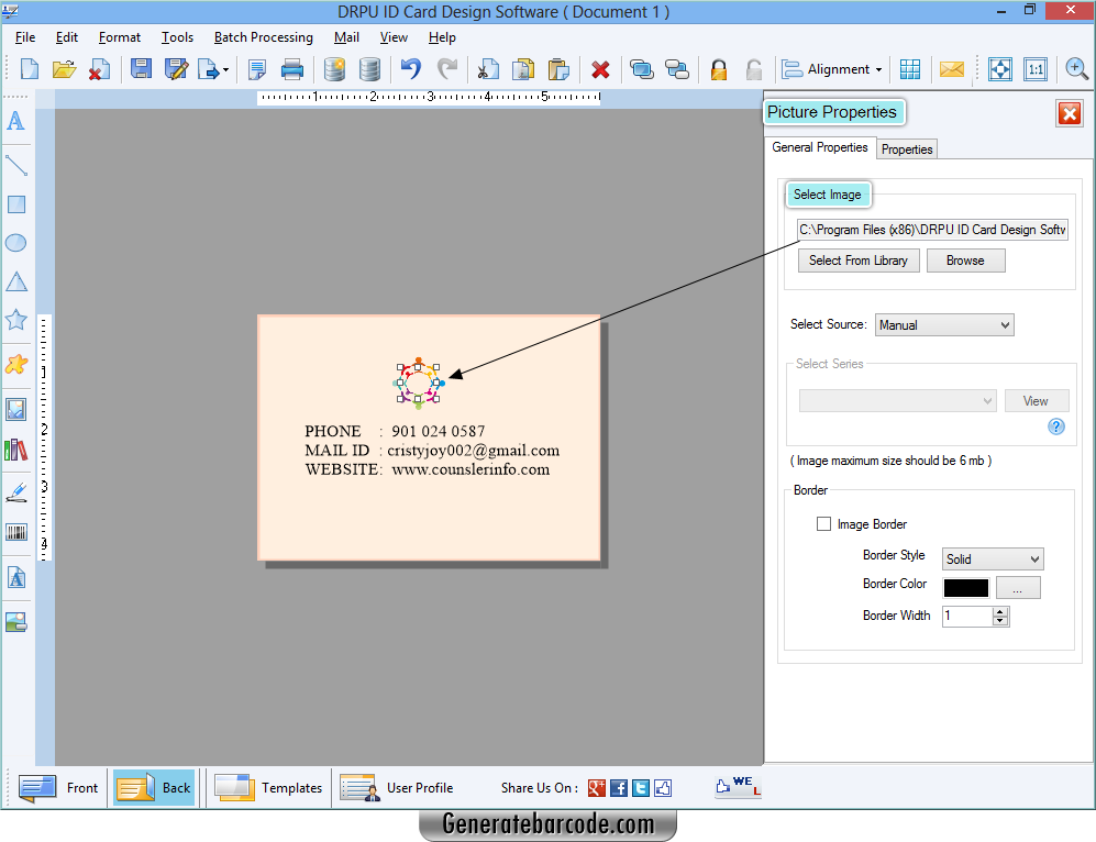 ID card maker software screenshots GenerateBarcode
