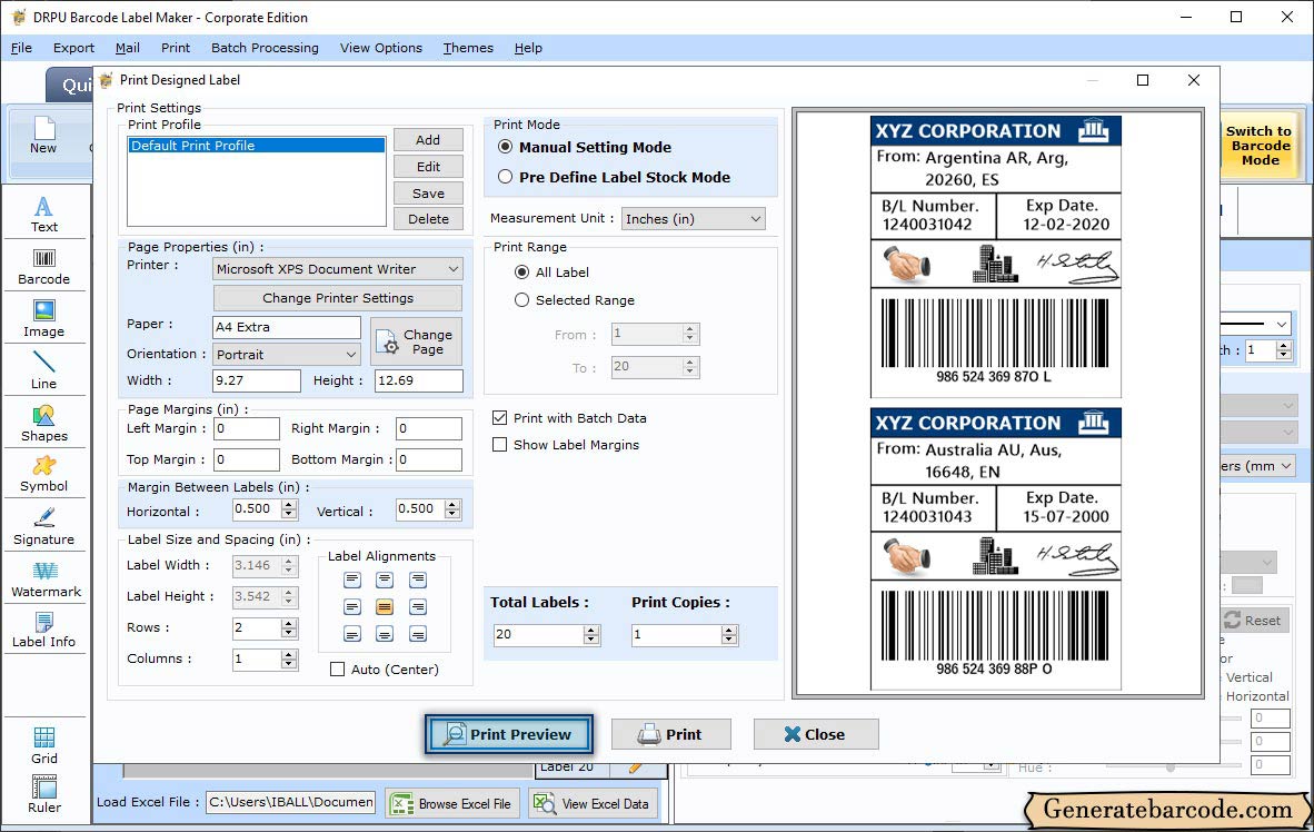 Print Barcode Labels