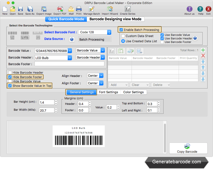 Hide Barcode Footer