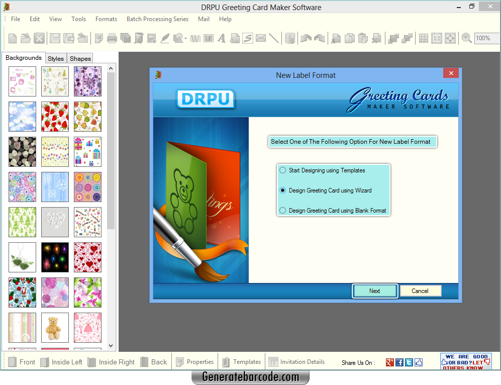 Design Greeting Card using Wizard