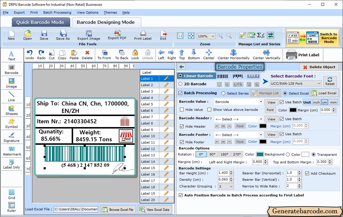 Barcode Settings