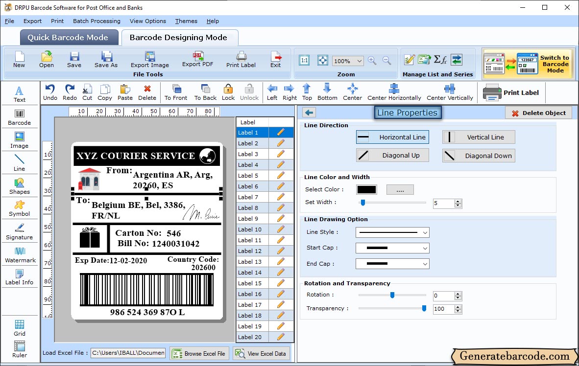 Barcode Generator Software for Post Office