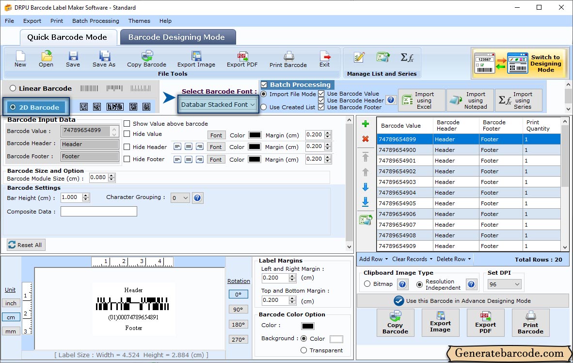 Barcode Generator Software - Standard