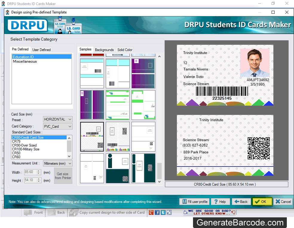 Designed Student ID Card